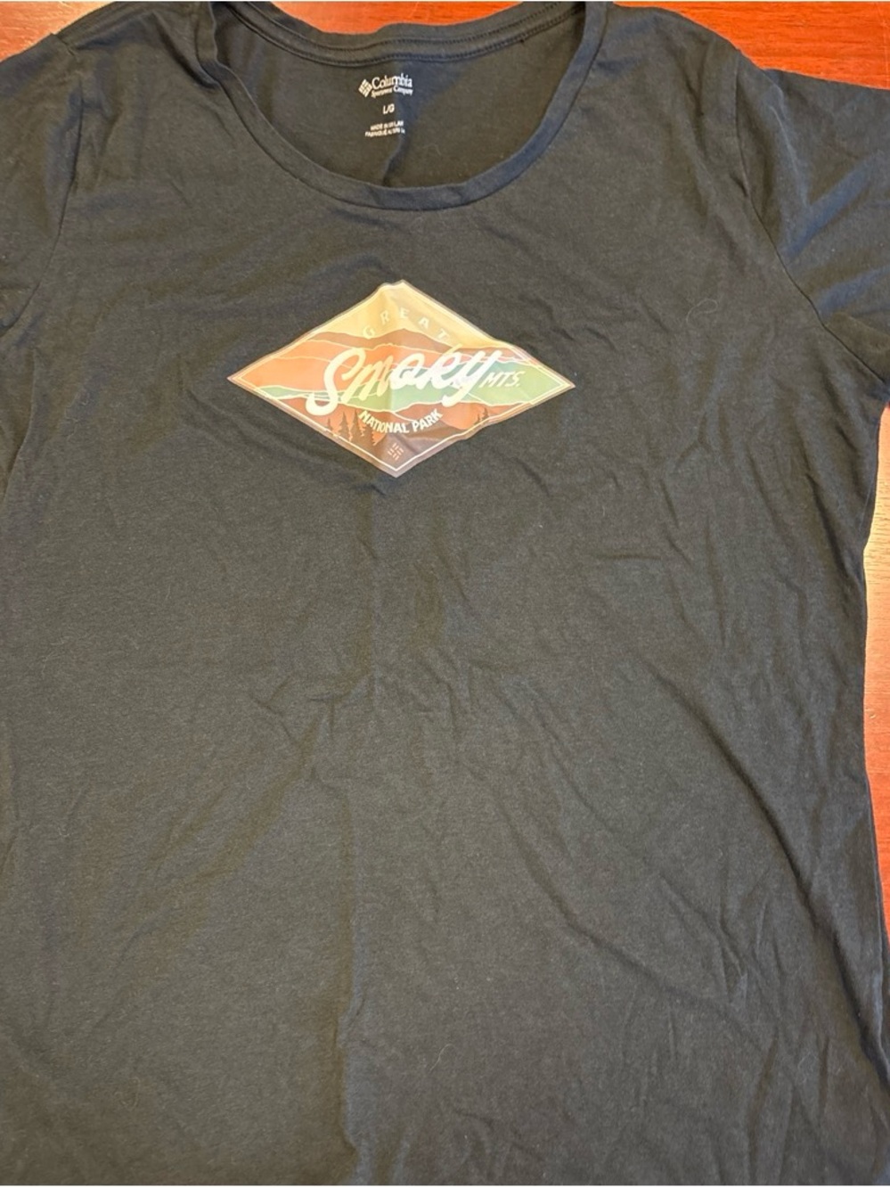 Columbia Black Short-Sleeve Tee with Multicolor Smoky Mountains Graphic